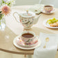 Spring Flowers with Hummingbird Fine Porcelain Pink Latte Cups 5-Piece Tea Set