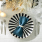 Black and White Stripe Scallop Fine Porcelain 12.5" Charger Plate