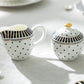 Grace Teaware Black Josephine Stripes and Dots Fine Porcelain Sugar & Creamer