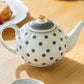 Dark Gray Dots with Blue Toile Fine Porcelain Teapot