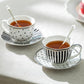Black Josephine Stripes and Dots Fine Porcelain Tea Set