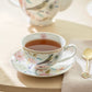 Spring Flowers with Hummingbird Fine Porcelain Latte Cups 5-Piece Tea Set