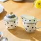 Dark Gray Dots Fine Porcelain Sugar & Creamer Set