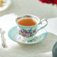 Gracie Bone China Marie Rose Mint Green Bone China Tea Cup and Saucer