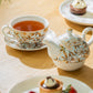 Blue & Gold Daisy Fine Porcelain Tea For One Set with Pink Gift Box