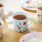 Flower Bunny Bone China 4-Color Assorted Mugs