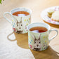 Green & White Flower Bunny Bone China Assorted Mugs