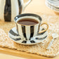 Black Carousel Stripes Fine Porcelain 5-Piece Tea Set