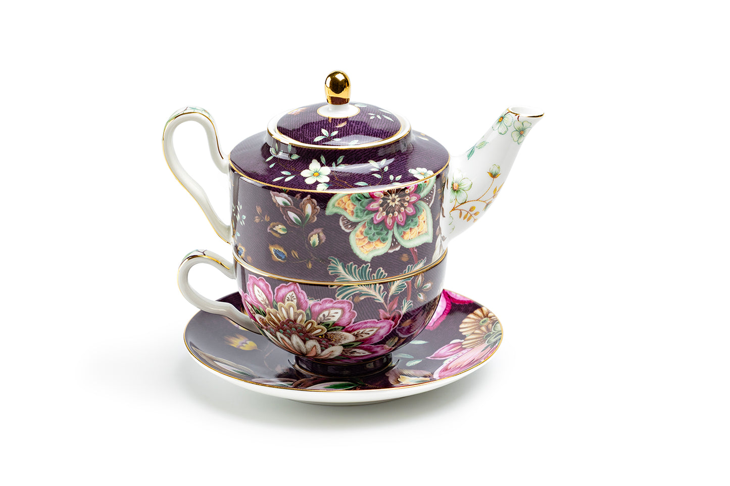 Peacock Lotus Garden Plum Tea For One Set