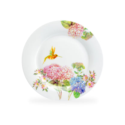 Gracie Bone China Stechcol 7.5" Hydrangea with Hummingbird Bone China Dessert Plate