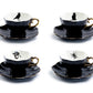 Grace Teaware 4 Assorted Halloween Tea Cup and Saucer Sets - Cat, Raven, Snake, Spider tea cups