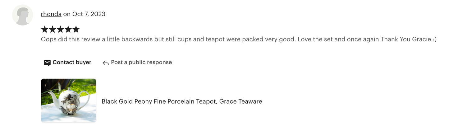 Black Gold Peony Fine Porcelain Teapot