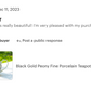 Black Gold Peony Fine Porcelain Teapot