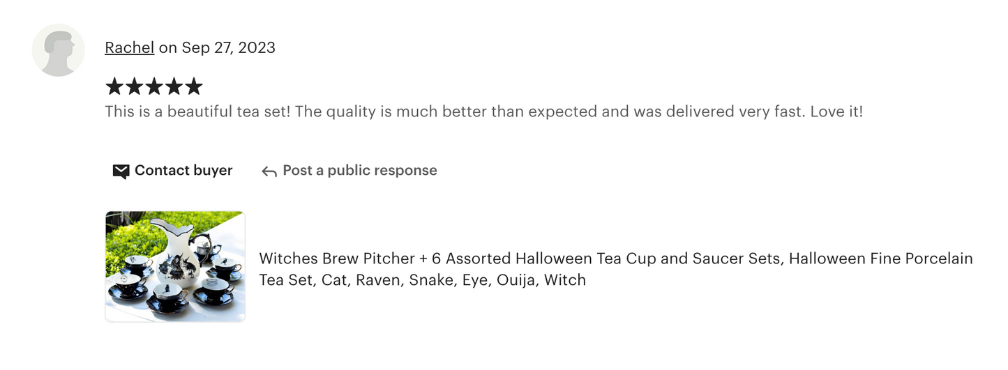 Witches Brew Pitcher + 6 Assorted Halloween Tea Cup and Saucer Sets - Ver. A