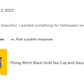 Flying Witch Black Gold Tea Cup and Saucer