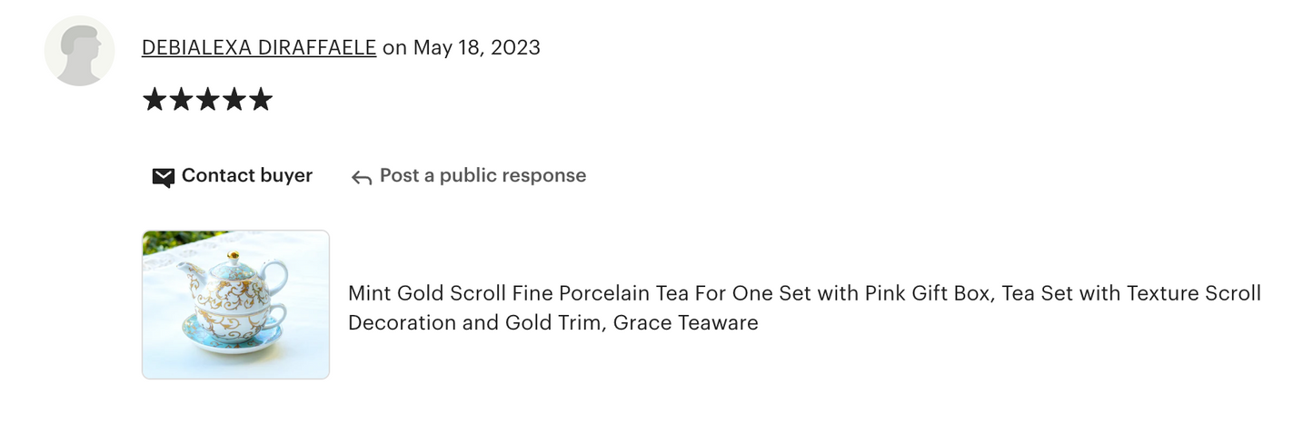 Mint Gold Scroll Fine Porcelain Tea For One Set
