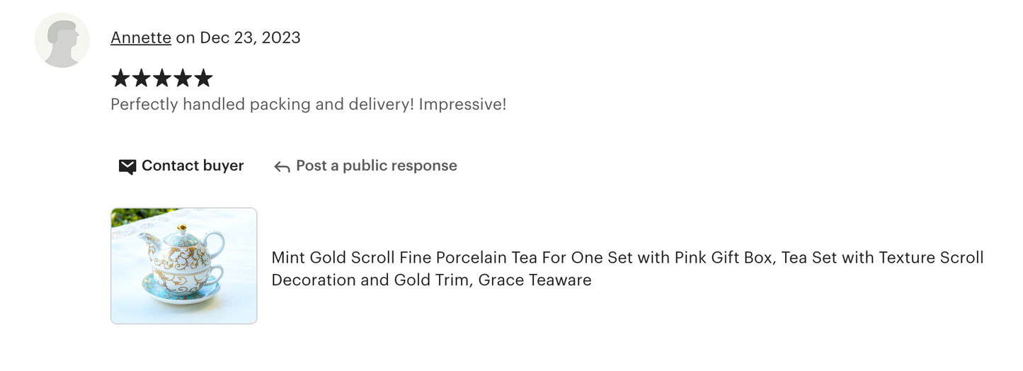 Mint Gold Scroll Fine Porcelain Tea For One Set