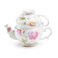 Pink Peony Bloom Fine Porcelain Tea For One Set