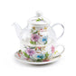 Hibiscus Harmony Glass and Fine Porcelain Tea For One Set