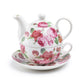 Pink Cabbage Roses Fine Porcelain Tea For One Set
