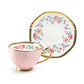 Blush Rose with Gold Fine Porcelain Tea Cup and Saucer