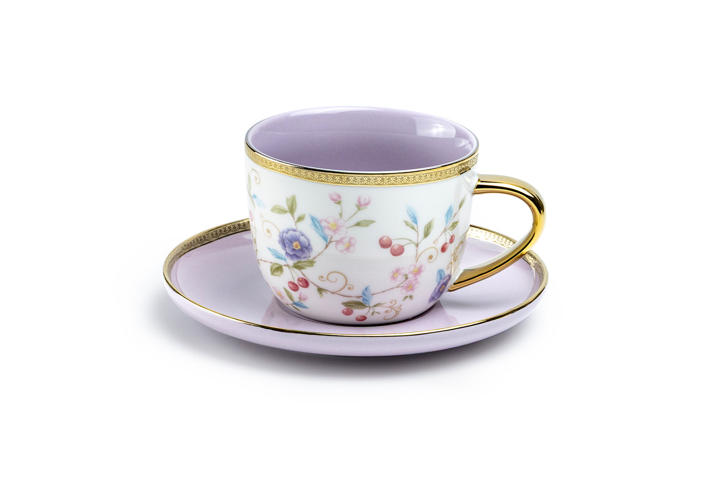 Lavender Blossom Fine Porcelain Cup and Saucer