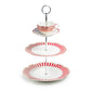 Red Josephine Stripes and Dots Fine Porcelain 3-Tier Server