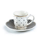 Black Josephine Stripes and Dots 2oz Demitasse Cups and Saucers with Gift Box