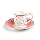 Red Josephine Stripes and Dots 2oz Demitasse Cups and Saucers with Gift Box