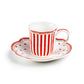 Red Josephine Stripes and Dots 2oz Demitasse Cups and Saucers with Gift Box
