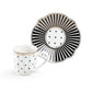 Black Josephine Stripes and Dots 2oz Demitasse Cups and Saucers with Gift Box