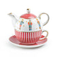 Nutcracker Wonderland Red Stripes Fine Porcelain Tea For One Set