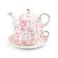 Christmas Pink Bow Fine Porcelain Tea For One Set
