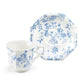 Blue Rose Octagonal Fine Porcelain Cup and Saucer