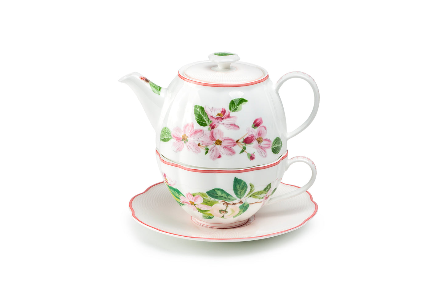 Apple Blossom Pink Bone China Tea For One Set with Gift Box