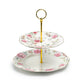 Pink Camellia Scallop Fine Porcelain 2-Tier Server