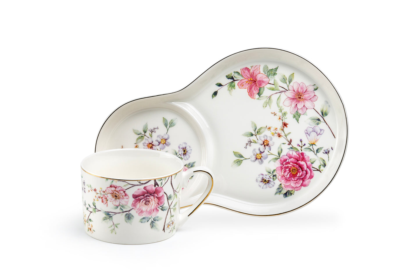 Pink Camellia Fine Porcelain Tea Snack Set