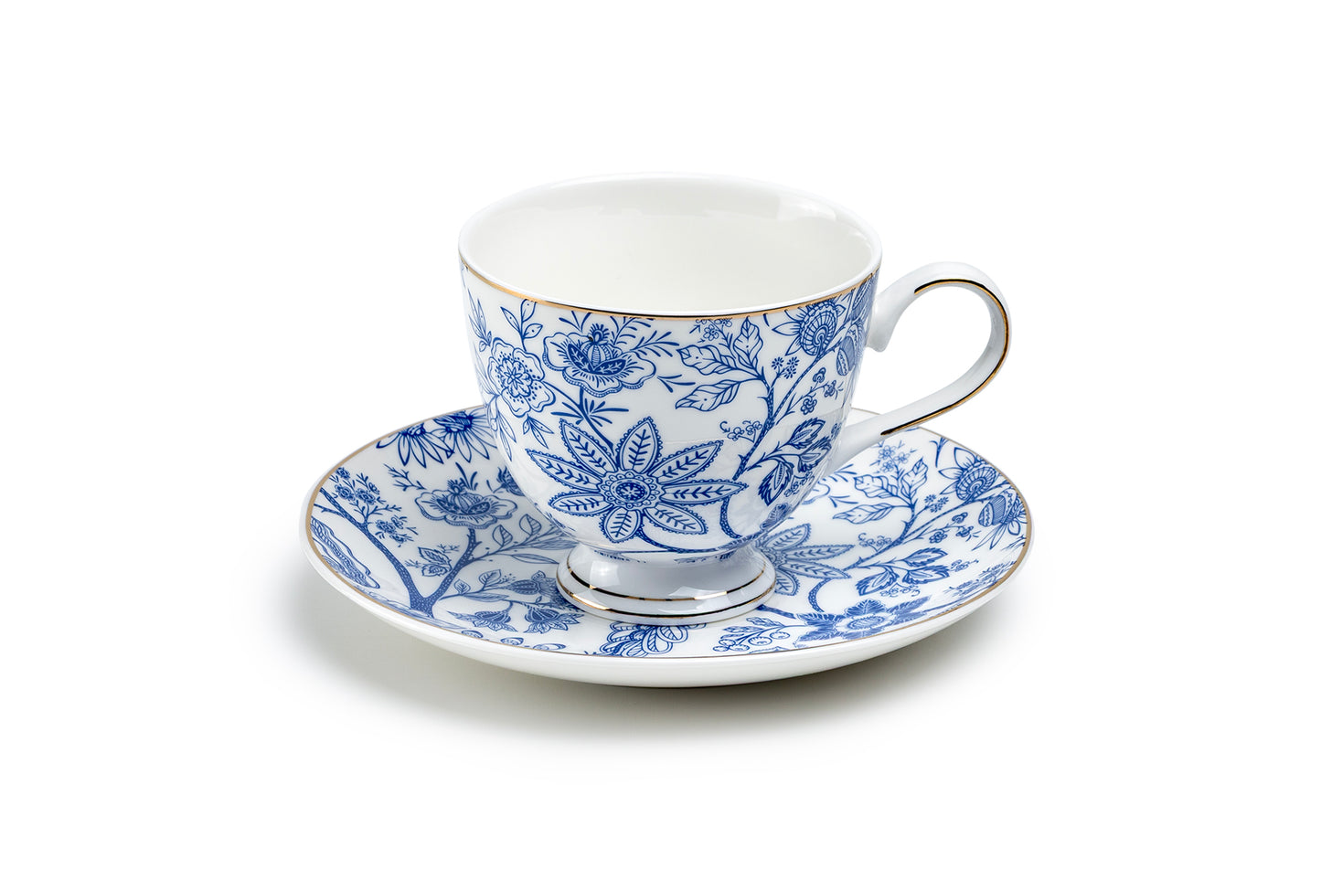 Blue Blossom Fine Porcelain Tea Cup and Saucer