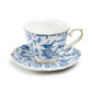 Blue Bird Toile Fine Porcelain Tea Cup and Saucer