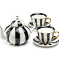 Black Carousel Stripes Fine Porcelain 5-Piece Tea Set