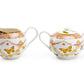 Grace Teaware Black Gold Peony Fine Porcelain Sugar & Creamer Set