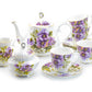 Stechcol Gracie Bone China Purple Pansy Bone China 11-Piece Tea Set