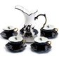 Potter's Studio Witches Brew Pitcher + 4 Black widow Spider Halloween Tea Cup and Saucer Sets