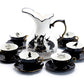 Potter's Studio Witches Brew Pitcher + 6 Assorted Halloween Tea Cup and Saucer Sets - Cat, Raven, Snake, Spider, Ouija, Witchy Crystal Ball tea cups
