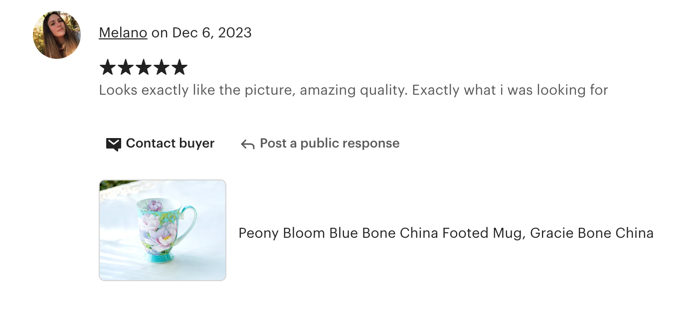 Peony Bloom Blue Bone China Mug