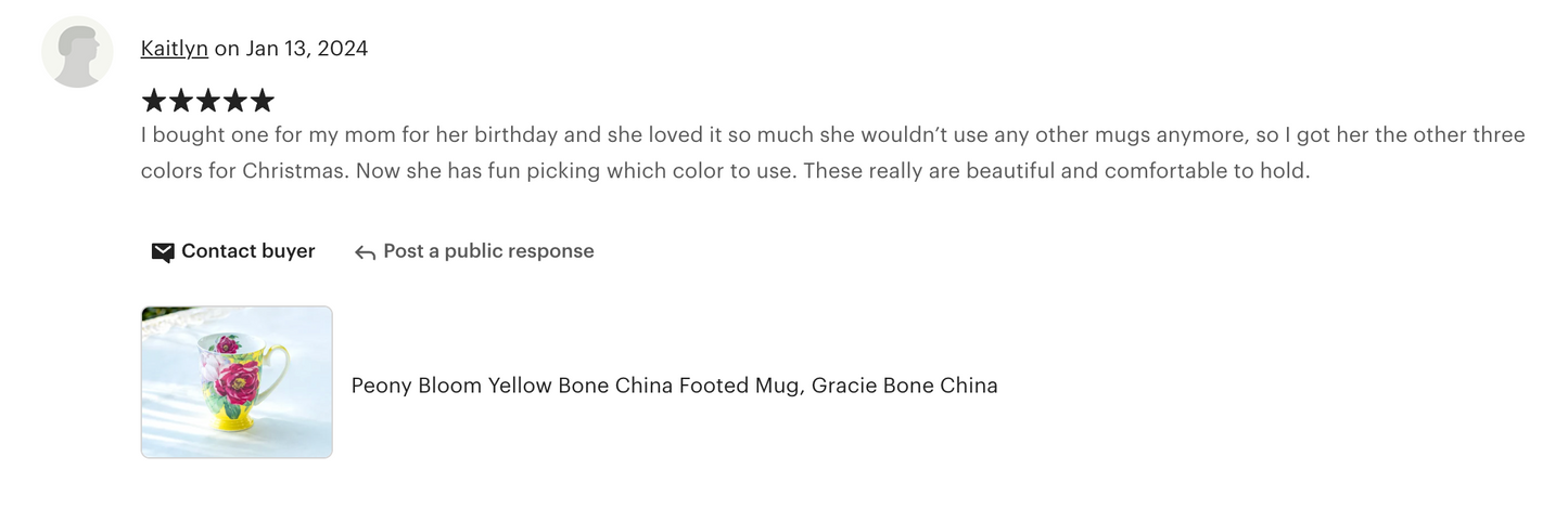 Peony Bloom Yellow Bone China Mug