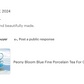 Peony Bloom Blue Fine Porcelain Tea For One Set