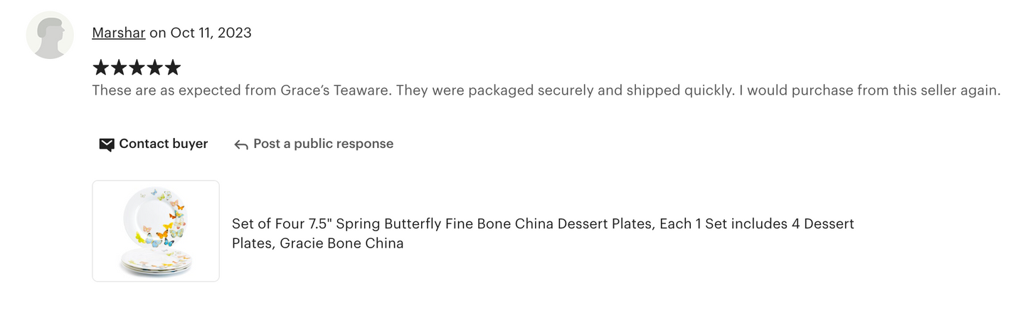 7.5" Spring Butterfly Bone China Dessert Plate