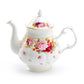 Stechcol Gracie Bone China Peony and Strawberry Cream Bone China Teapot