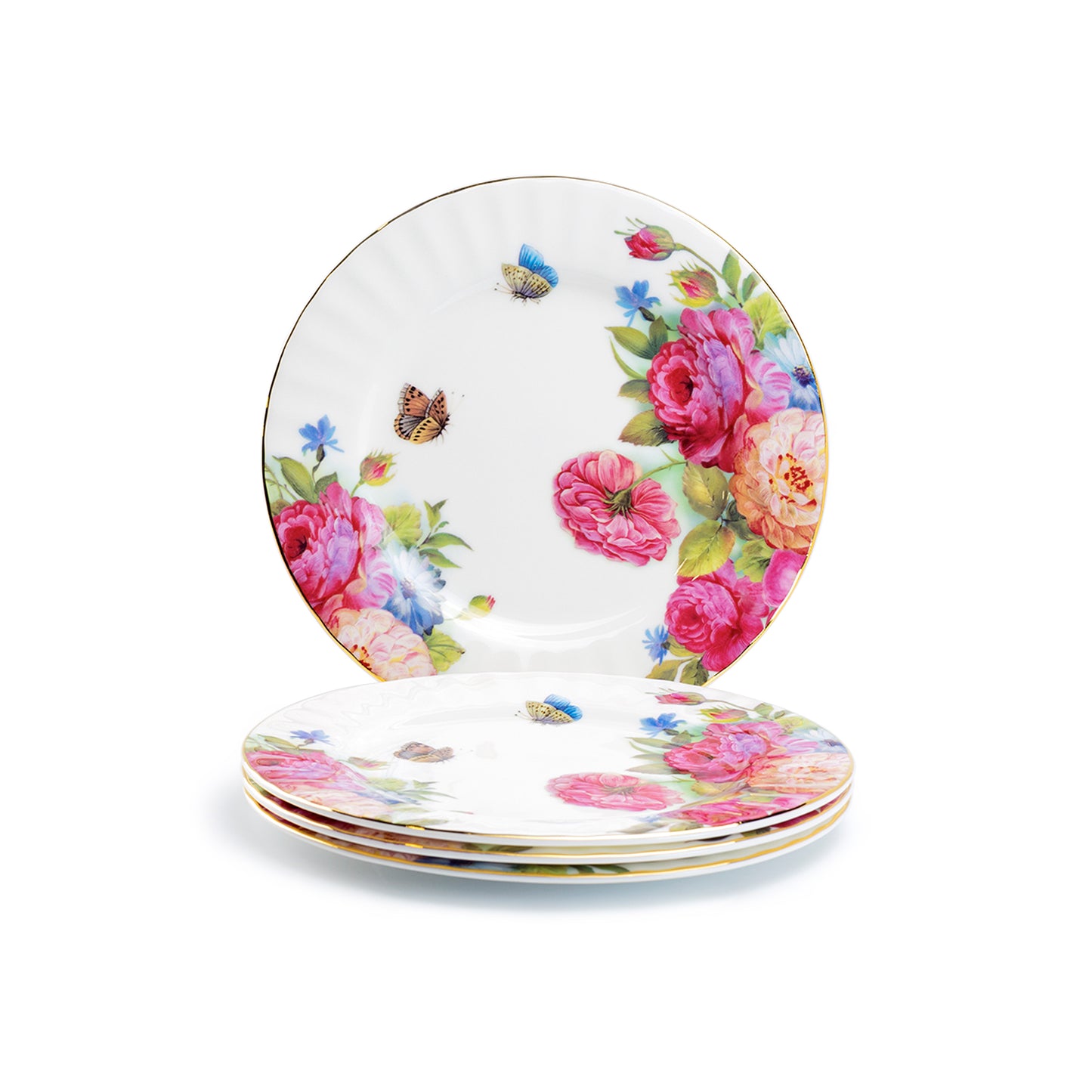 7.75" Sandra's Rose with Butterflies Bone China Dessert Plate
